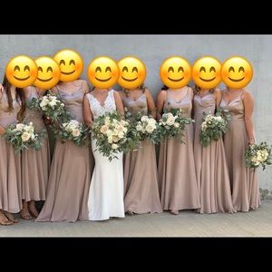 Selling 4 bridesmaid dresses. Blush/champagne colour. Only worn once.